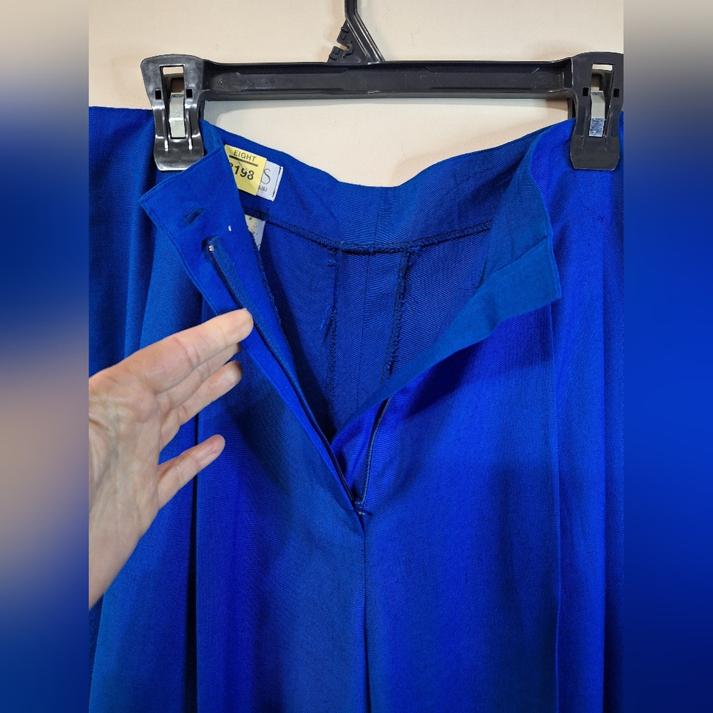 Vintage Liptons High Waist Wide Leg Pleated Shorts Culottes Blue Modern Size L - Picture 3 of 10